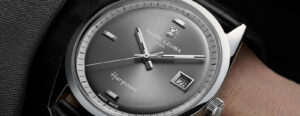 Favre Leuba Harpoon Revival with grey dial and black leather strap
