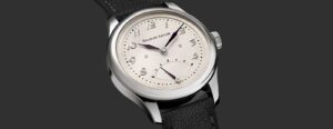 Bradley Taylor Ardea watch with sterling silver dial and retrograde seconds display