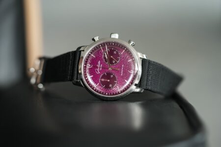 Glashütte Original Gives the Sixties Chronograph a Purple Annual Edition Glashütte Original Sixties Chronograph Annual Edition Purple with textured purple dial