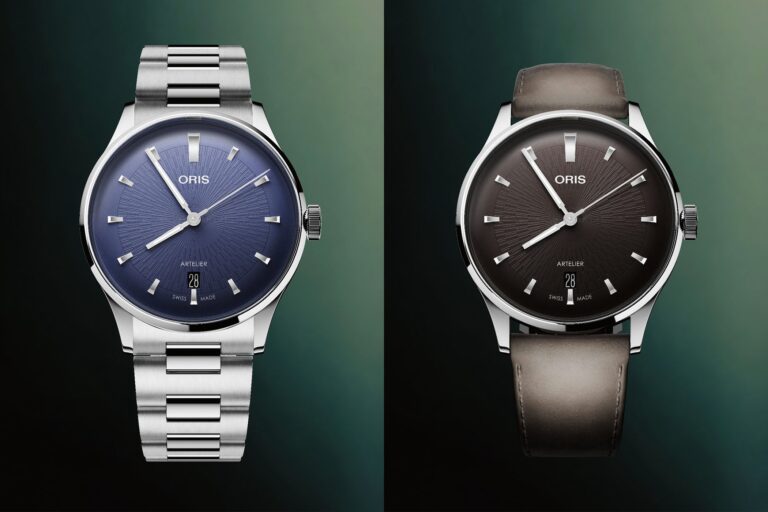 Oris Artelier Date 38mm with textured dial and polished stainless steel case