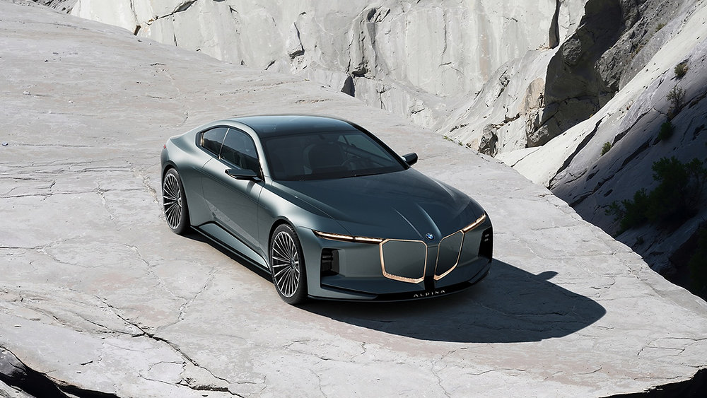 Vision BMW Alpina concept coupé shown with a long low profile and modern Alpina design details