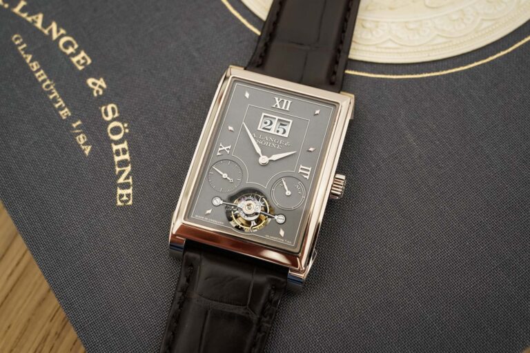 First Look at the A. Lange & Söhne Cabaret Tourbillon Honeygold A. Lange & Söhne Cabaret Tourbillon Honeygold with black-rhodiumed dial and rectangular case