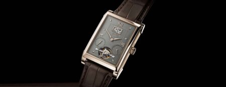A. Lange and Söhne Cabaret Tourbillon Honeygold with grey dial and rectangular Honeygold case