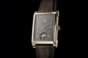 A. Lange & Söhne Cabaret Tourbillon Honeygold rectangular watch with black-rhodiumed dial