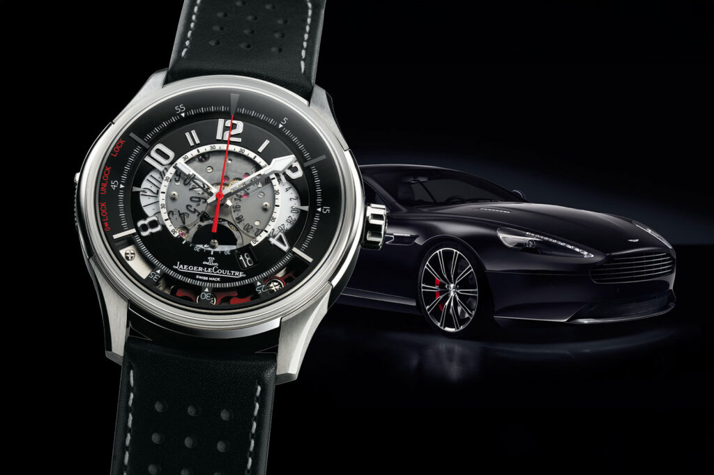 Why Jaeger-LeCoultre and Aston Martin’s AMVOX Still Matters Jaeger-LeCoultre Aston Martin AMVOX chronograph watch with technical dial and automotive-inspired case