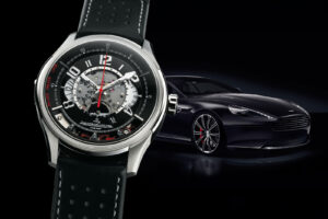 Jaeger-LeCoultre Aston Martin AMVOX chronograph watch with technical dial and automotive-inspired case