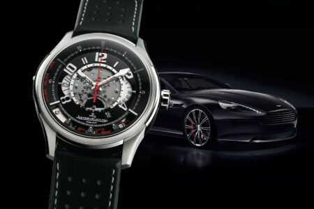 Why Jaeger-LeCoultre and Aston Martin’s AMVOX Still Matters Jaeger-LeCoultre Aston Martin AMVOX chronograph watch with technical dial and automotive-inspired case