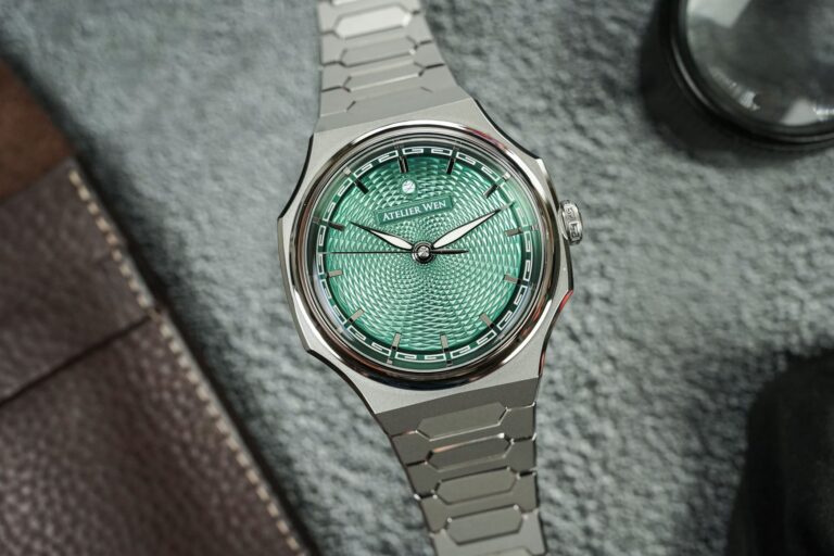 Atelier Wen Perception V3 integrated steel watch with guilloché dial