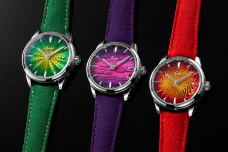 Awake Son Mai Guilloché trilogy with Sunset, Alba and Borealis lacquer guilloché dials