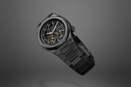 BA111OD Chapter 7 Skeleton Brings A Darker Edge To The Integrated Sports Watch BA111OD Chapter 7 Skeleton watch with anthracite PVD case and open dial on integrated bracelet