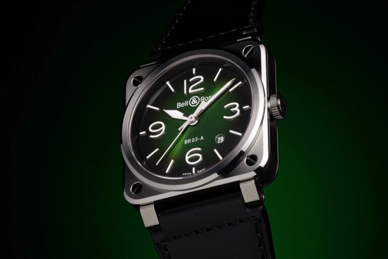 Bell & Ross BR-03 Green Steel with green gradient dial and square stainless steel case