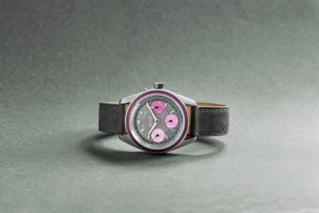 Bravur Grand Tour Sprinter chronograph with purple dial accents and steel case