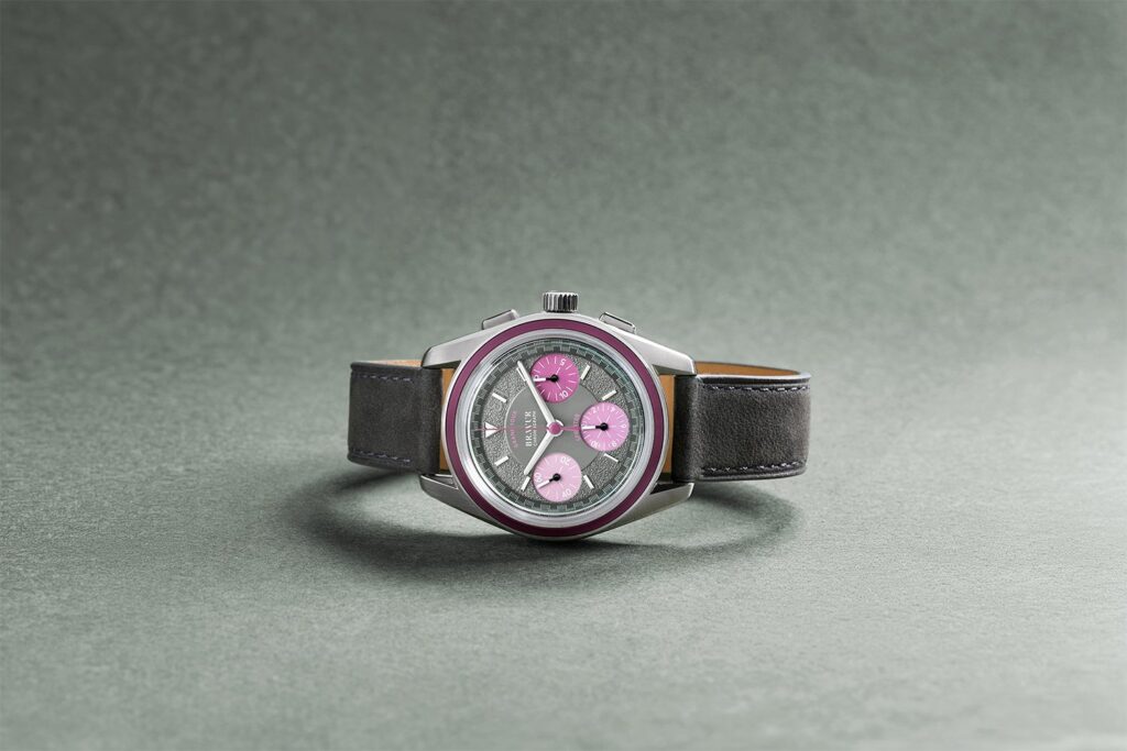 Bravur Grand Tour Sprinter chronograph with green dial and purple sub-dials