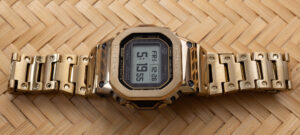Casio G-Shock GMW-BZ5000 gold-tone full-metal digital watch on wrist