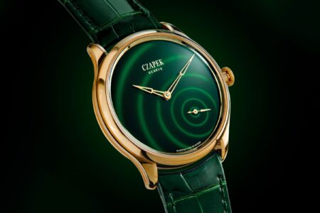 Czapek Gives the Promenade a Dewdrop Green Enamel Dial Czapek Promenade Goutte de Rosée watch with green enamel dial and yellow gold case