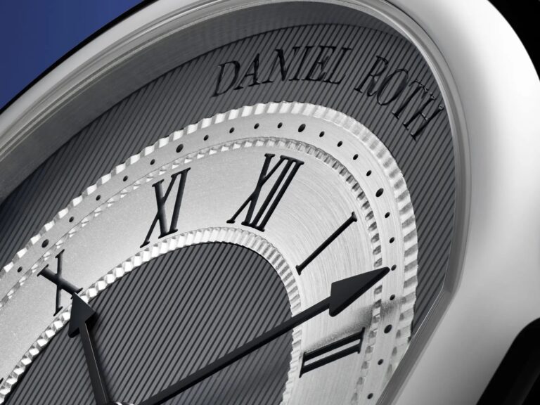 Daniel Roth Extra Plat Platinum Pairs a 7.7 mm Case With Serious Hand Craft Daniel Roth Extra Plat Platinum with guilloché dial and tan leather strap