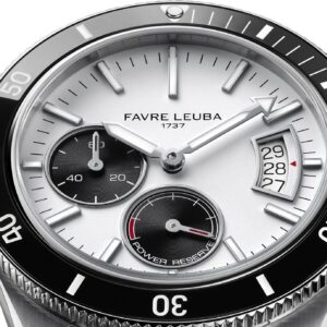 Favre Leuba Deep Raider Power Reserve dive watch with sunray dial and stainless steel bracelet