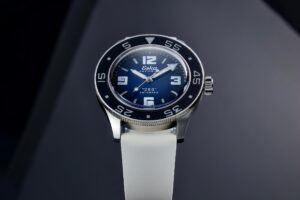 Eska Amphibian 250 Blue Dolphin with smoked blue dial on rubber strap