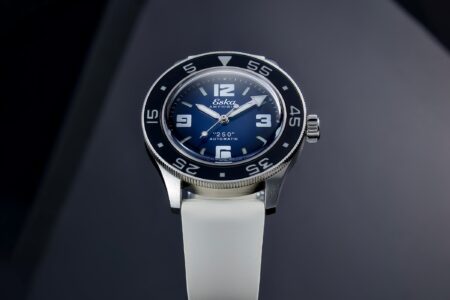 Eska Amphibian 250 Blue Dolphin with smoked blue dial on rubber strap