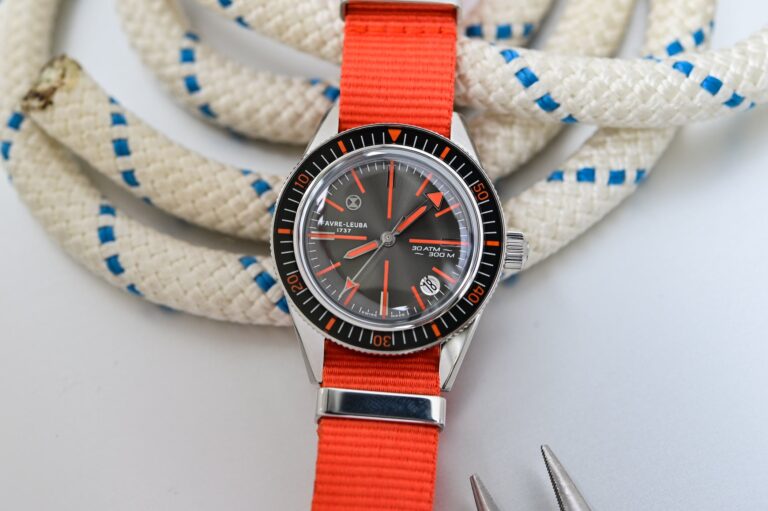 Favre Leuba Deep Raider Revival Orange Brings 1970s Dive-Watch Colour Back Favre Leuba Deep Raider Revival Orange watch with grey dial and orange accents