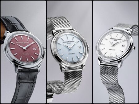 Frédérique Constant Brings Solar Power to the Classics Moneta Frédérique Constant Classics Moneta Solarmetre watches in white, ice blue and burgundy dial colours