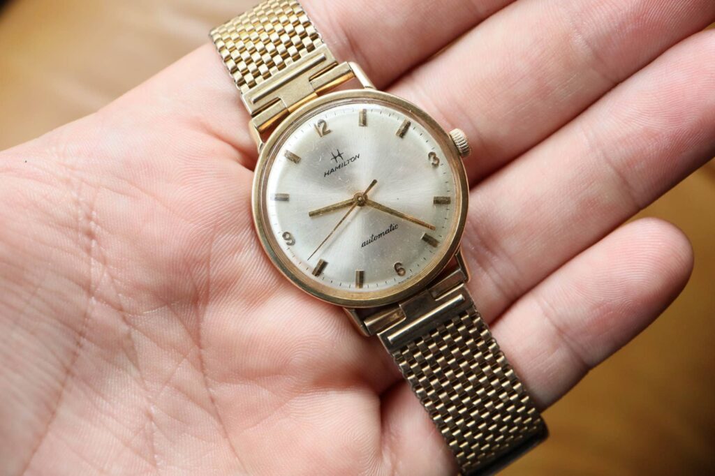 1968 Hamilton Accumatic A-203 in a solid 14K gold case with champagne dial