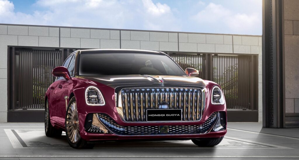 Hongqi Guoya Lands in Russia as China’s New Maybach Rival Hongqi Guoya luxury sedan in Russia with imposing grille and formal limousine styling