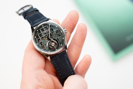 Horage Tourbillon 3 Relik watch with Mint Fizz skeleton grid dial