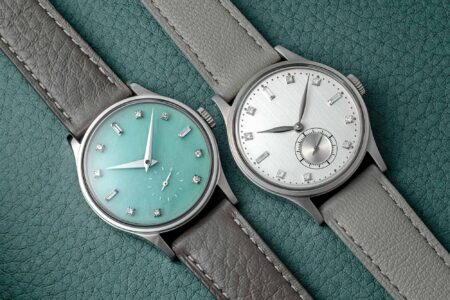 Horologically Unique HU-01 Finale with jade dial and diamond hour markers