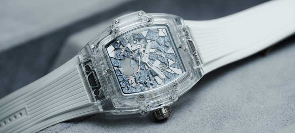 Hublot Spirit of Big Bang Impact watch with fragmented dial and tonneau case