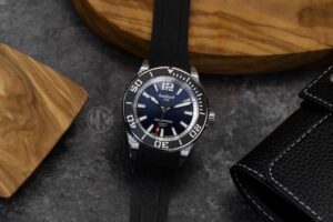 Hanhart Aquasphere Ocean Fade dive watch with blue-to-black gradient dial and black bezel