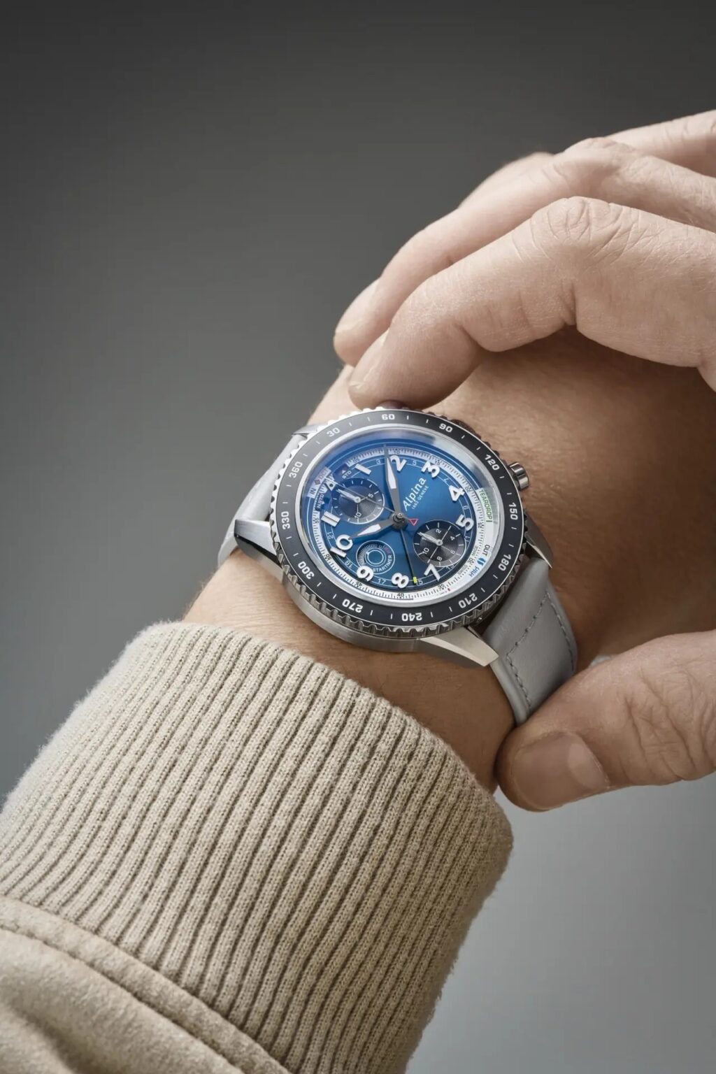 Watch Angels x Alpina Startimer Pilot IFR Chronograph with blue dial and black ceramic bezel