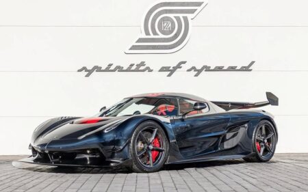 Bespoke Blue Carbon Koenigsegg Jesko Attack Lands in Spain Blue-tinted exposed carbon Koenigsegg Jesko Attack with Draco Red accents in Spain