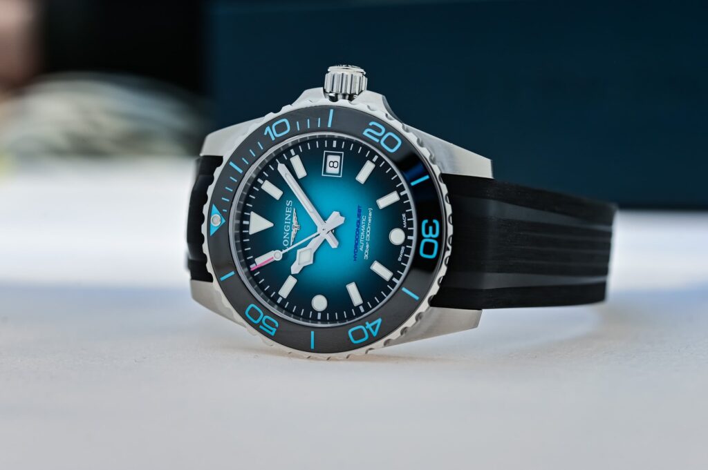 Longines HydroConquest Commonwealth Games 2026 limited edition with teal gradient dial and black rubber strap