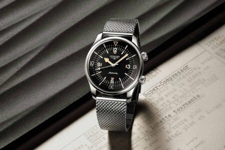 Longines Legend Diver 59 with matte dial and mesh bracelet