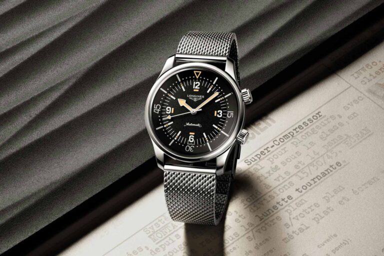 Longines Legend Diver 59 with matte dial and mesh bracelet