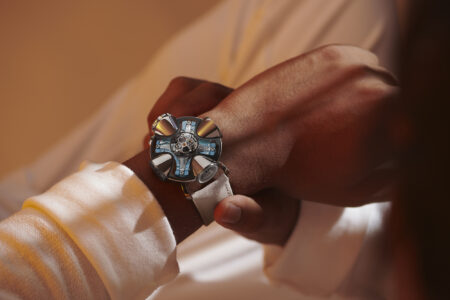 MB&F HM11 Architect titanium watch with sapphire rooms and central flying tourbillon