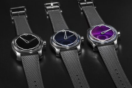 Ming 29.06 Peep Show titanium watch showing its colour-shifting dial and polarised sapphire display