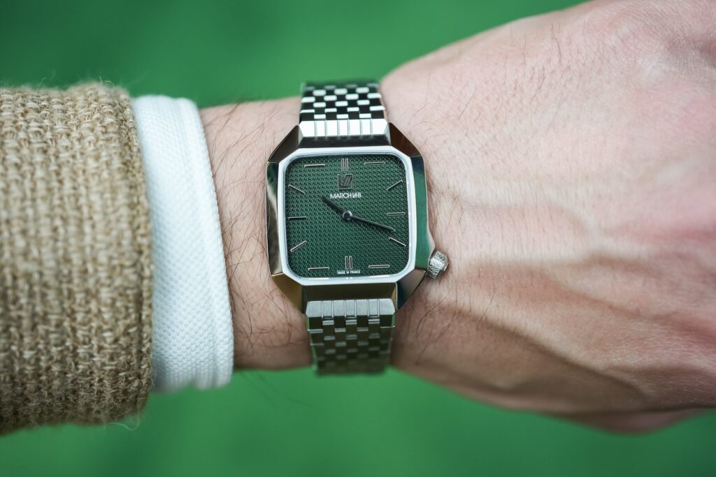 March LA.B AM2 XS Turns the Angular AM2 Into a 32mm Ultra Thin Dress Watch March LA.B AM2 XS dress watch with angular 32mm case and houndstooth dial