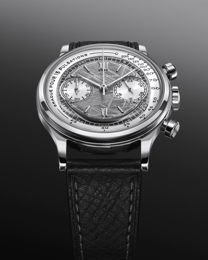 Furlan Marri meteorite dial mechaquartz chronograph on a dark background