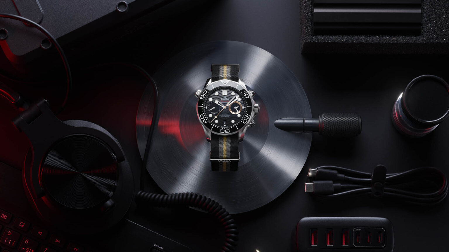 Omega Seamaster Diver 300M Chronograph 007 First Light with black ceramic dial