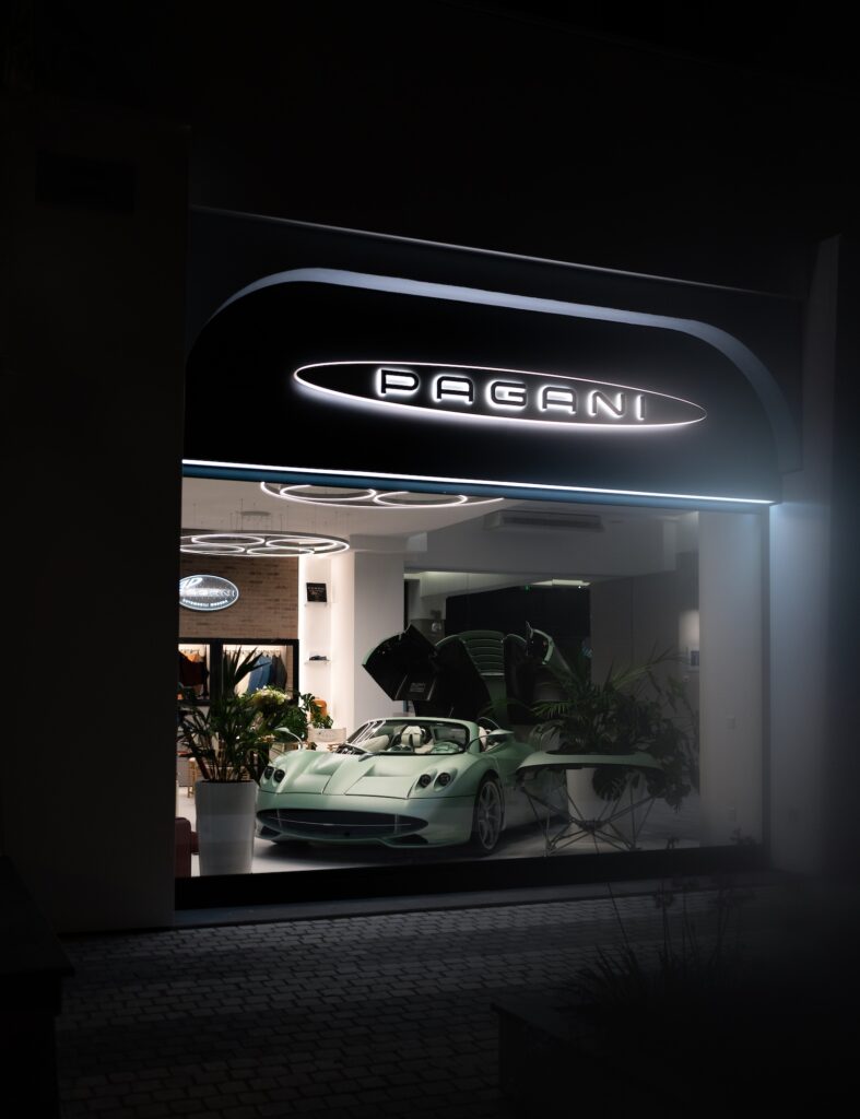 Pagani Opens a New Monaco Showroom With the Huayra Codalunga Speedster on Display Pagani of Monaco showroom with a Huayra Codalunga Speedster displayed inside