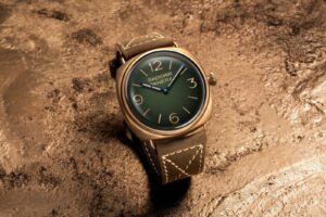 Panerai Radiomir Bronzo PAM00760 with green dial on brown leather strap