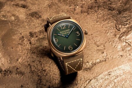 Panerai Radiomir Bronzo PAM00760 with green dial on brown leather strap