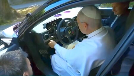 Pope Leo XIV Gets Behind the Wheel of Ferrari’s New Luce EV Ferrari Luce EV shown at Castel Gandolfo before Pope Leo XIV takes a short drive