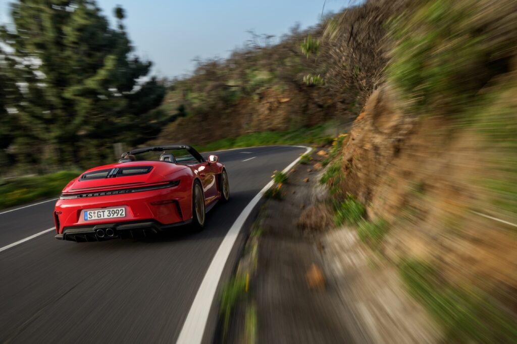 2026 Porsche 911 GT3 S/C open-top sports car on a mountain road