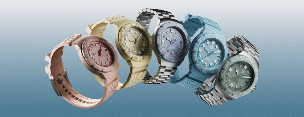 TAG Heuer Formula 1 Solargraph pastel collection in blue, pink, beige, green and lavender-blue