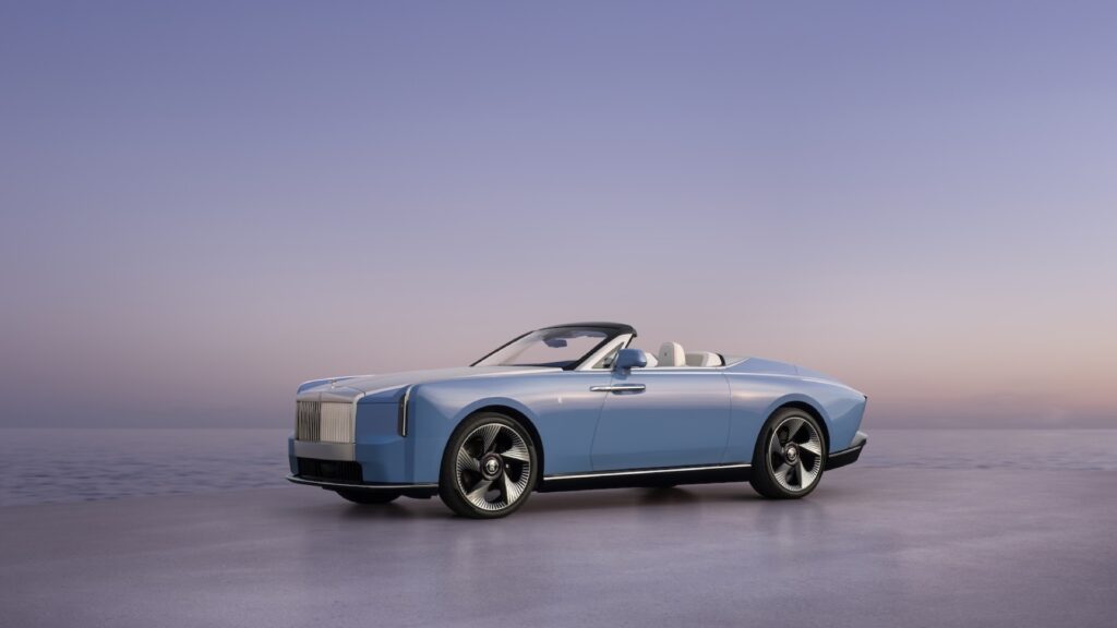 Rolls-Royce Nightingale EV Cabriolet Is Coachbuilding for the Electric Age Rolls-Royce Nightingale electric cabriolet concept on a coastal road
