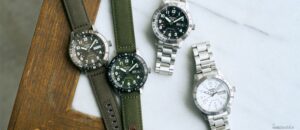 Seiko Adds Four Compass-Bezel Models to the 5 Sports Field Line Four Seiko 5 Sports Field Compass watches in black, white, green and brown