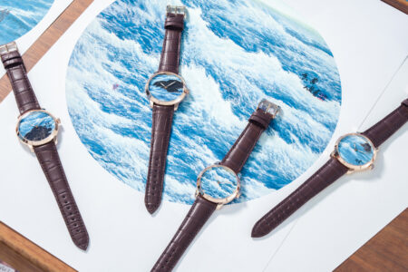 Ulysse Nardin Classico Rendao Liu Make Waves watch with hand-painted seascape dial in rose gold